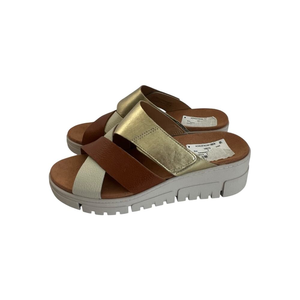 Vionic Uptown Sunset Sandal In Tan / Gold Metallic Leather Size 9 - Picture 4 of 13